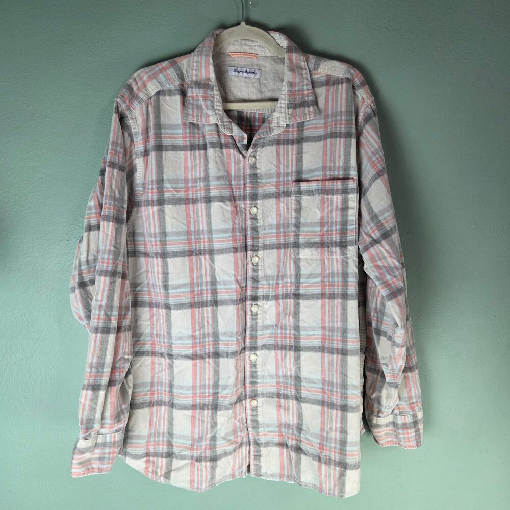 Tommy Bahama Shirt Mens XXL Cord Chella Plaid Button Up Spring Meadow Soft Beach